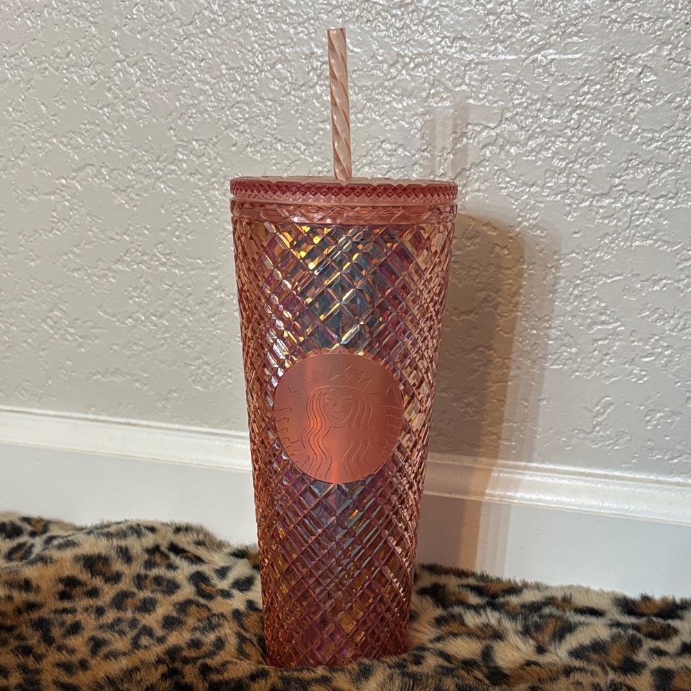 2 FOR $25❤️NEW Starbucks Iridescent Pink/Peach Tumbler with Straw 24oz